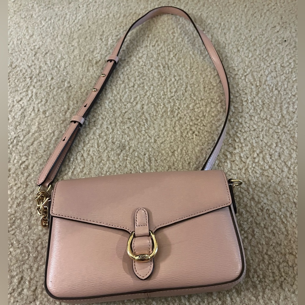 Ralph Lauren Pink Crossbody Bag with Gold Buckle